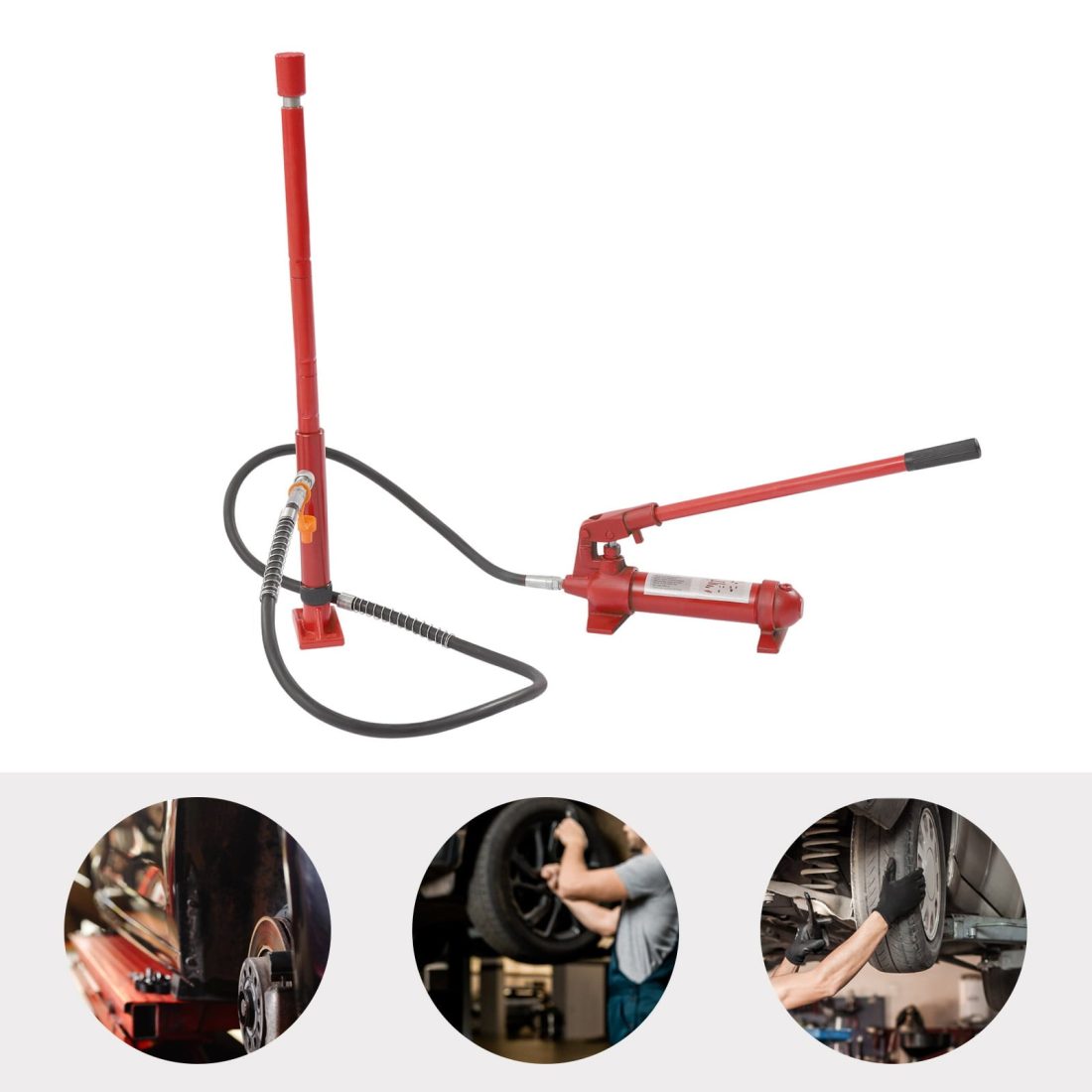 Miumaeov 4 Ton Porta Power Kit, 59 in Oil Hose Hydraulic Car Jack Ram 4.9 inch Lifting Height Autobody Frame Repair Power Tools for Truck Bed Unloader Farm Hydraulic Equipment Construction - Image 2