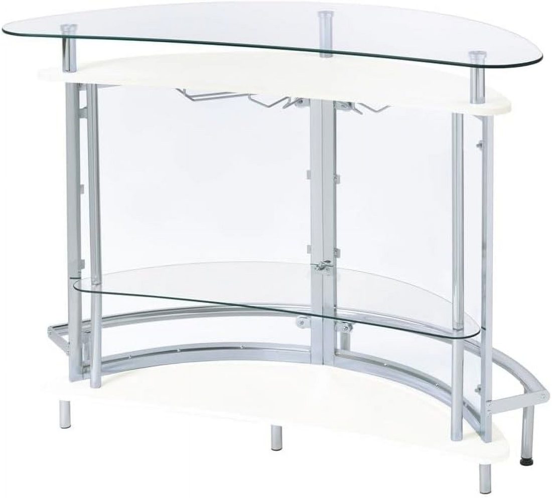 FJU Metal Contemporary Home Bar Unit with Clear Acrylic Front in White - Image 2