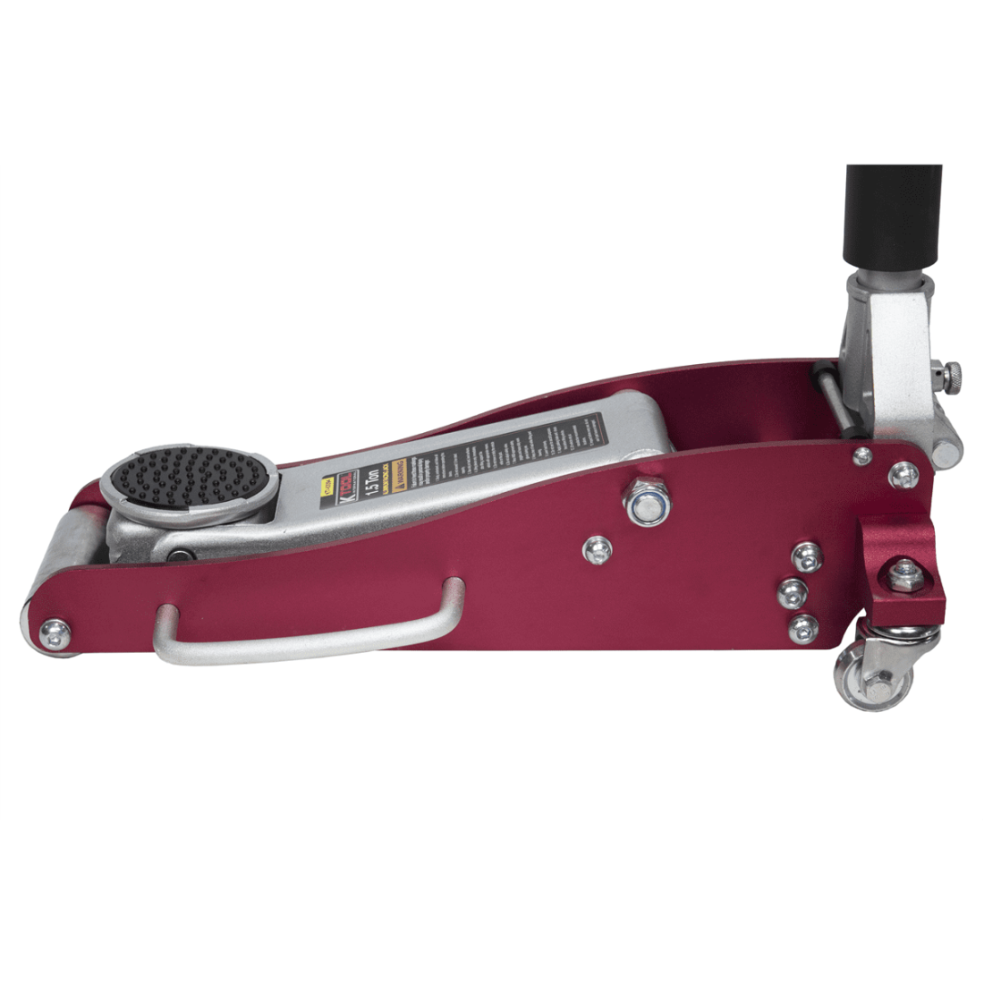 K Tool International 63094 1.5 Ton Low Profile Service Floor Jack for Garages, Repair Shops, and DIY, 3,000 lbs. Capacity, Aluminum/Steel Hybrid, Hydraulic Lifting Range 3.15" - 14", Red/Silver - Image 2
