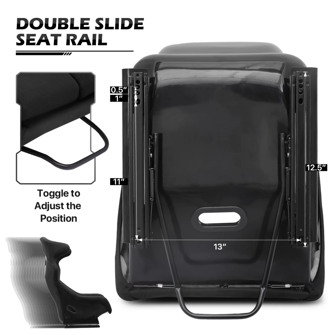 MoNiBloom Racing Bucket Seat, Racing Simulator Game Seat with Adjustable Slide, Racing Seat for Racing Simulator Cockpit Wheel Stand, Black - Image 8
