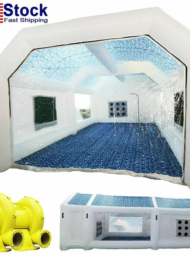 WGIA Inflatable Paint Booth 28x15x10Ft w/Blowers Car Painting Tent for Car Garage With 2 Blowers