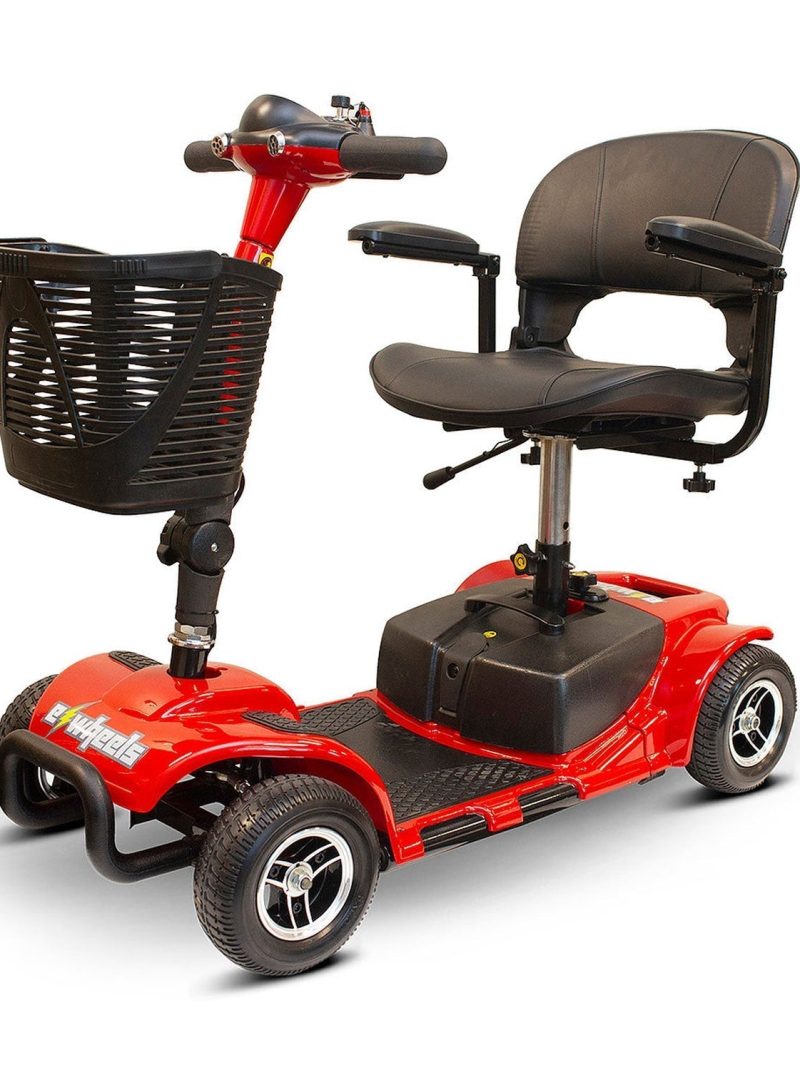 Ewheels 4 Wheel Travel Electric Battery Medical Mobility Scooter, Red