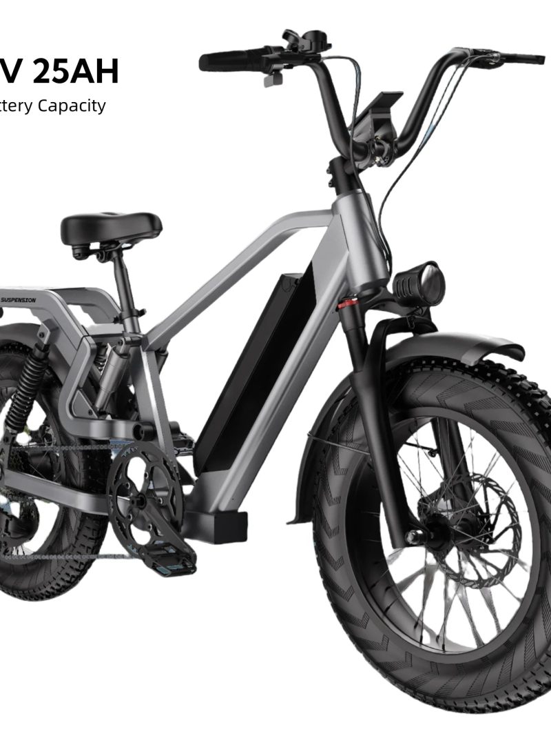 Electric Bike For Adults, 20'' Fat Tire Folding Ebike With 750W Brushless Motor 48V 25AH Battery, 7 Speed 20MPH, Foldable E-Bikes