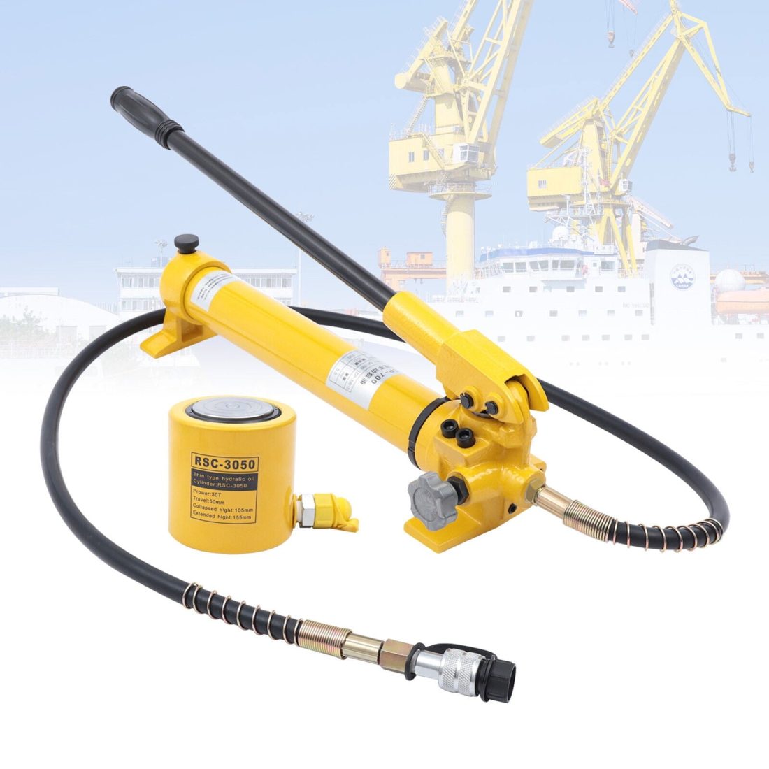 RSC-3050 Hydraulic Cylinder Jack 30 Ton 50mm-1.9" Stroke+CP-700 Hand Pump 30 Ton Hydraulic Ram Jack & Hand Pump Stoke Mini Protable Hydraulic Cylinder 30 Ton Hollow Ram Hydraulic Cylinder Jack