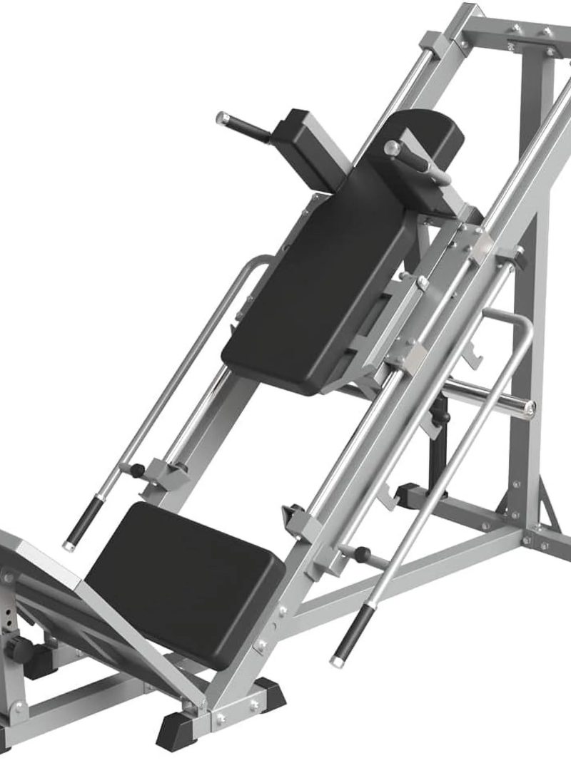 Leg Press Hack Squat Machine, Professional Adjustable Leg Exercise Machine with Linear Bearing, Lower Body Strength Training with Weight Storages for Quads, Hamstring, Glutes, Calves, Home Gym