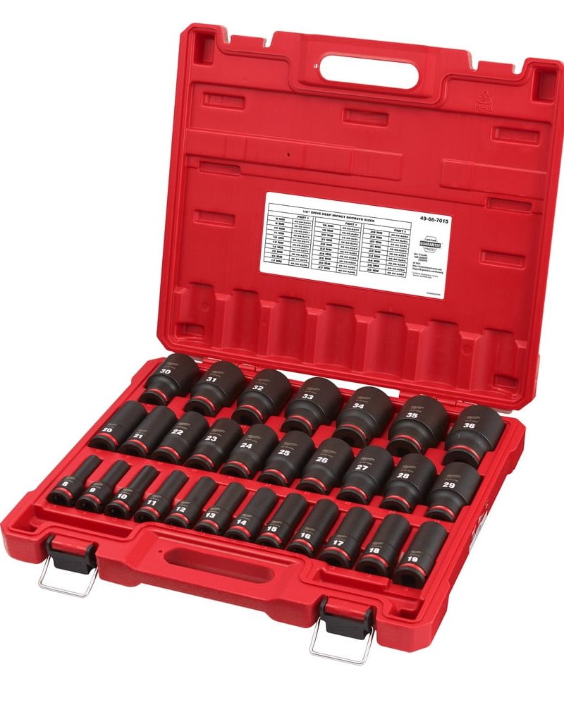 Milwaukee Impact Socket Set 1/2" Drive Metric 6 Point Forged Impact Steel 29-Pc