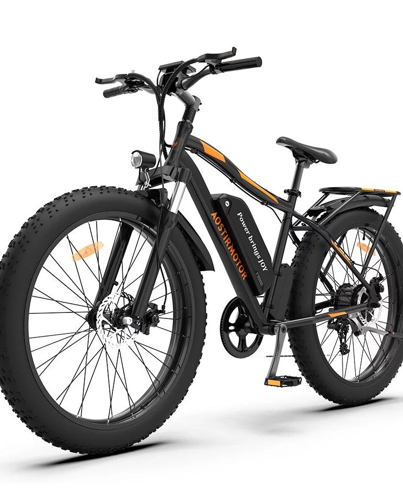 26 In.48V 13Ah 750W Mountain Electric Bikes for Adults Men, 26"x4.0 Fat Tire Electric Bicycle 7 speeds Gear Outdoor Ebikes, Black,S48