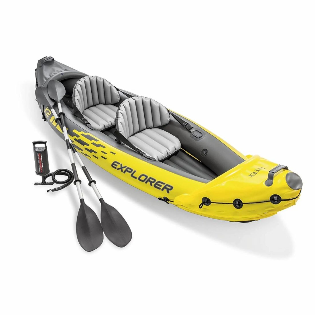 Intex 2 Person Vinyl Kayak w/ Oars & Pump & 2-Person K2 Kayak w/ Oars Air Pump - Image 11