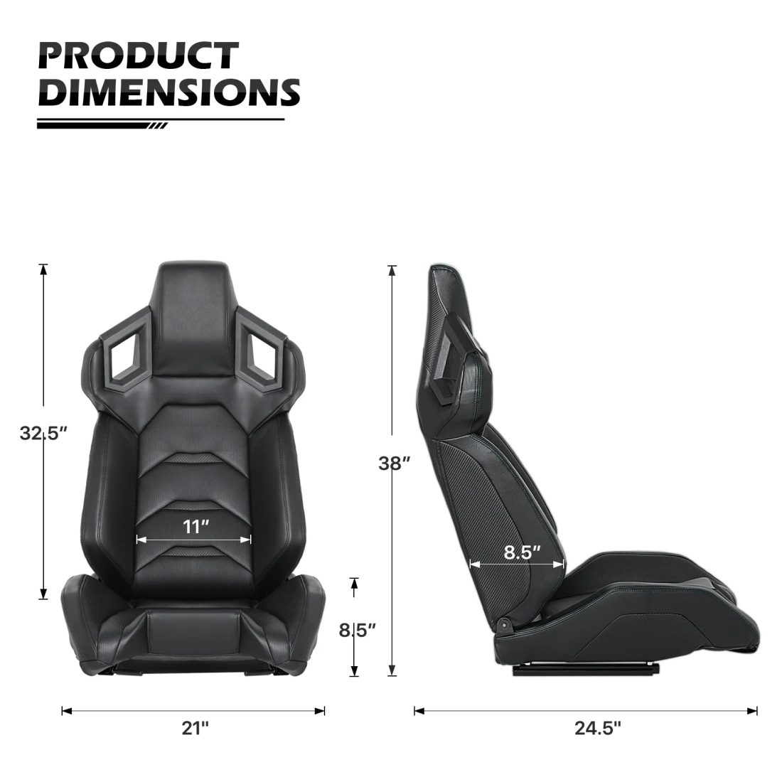 MoNiBloom Ergonomic Racing Seat, Racing Simulator Game Seat with Adjustable Slide, Leather Racing Seat for Racing Simulator Cockpit, Black - Image 5