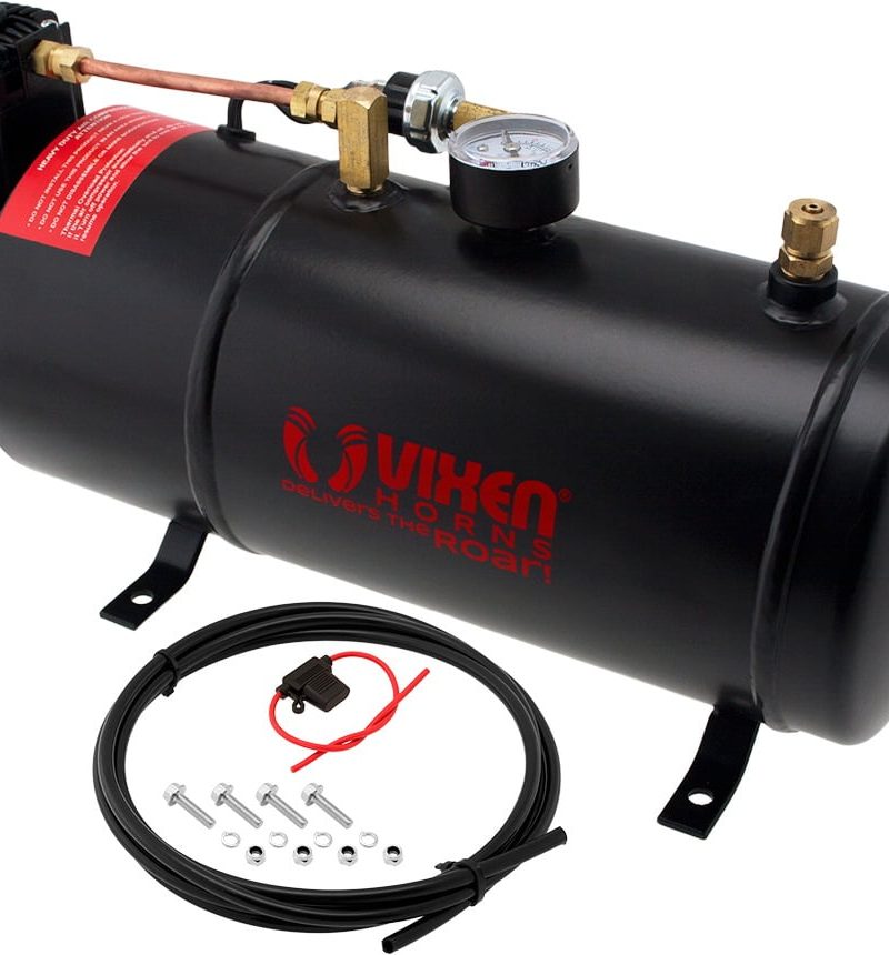 Vixen Horns 1 Gallon (3 Liter) Train/Air Horn Tank with 150 PSI Compressor Onboard System/Kit 12V VXO8210
