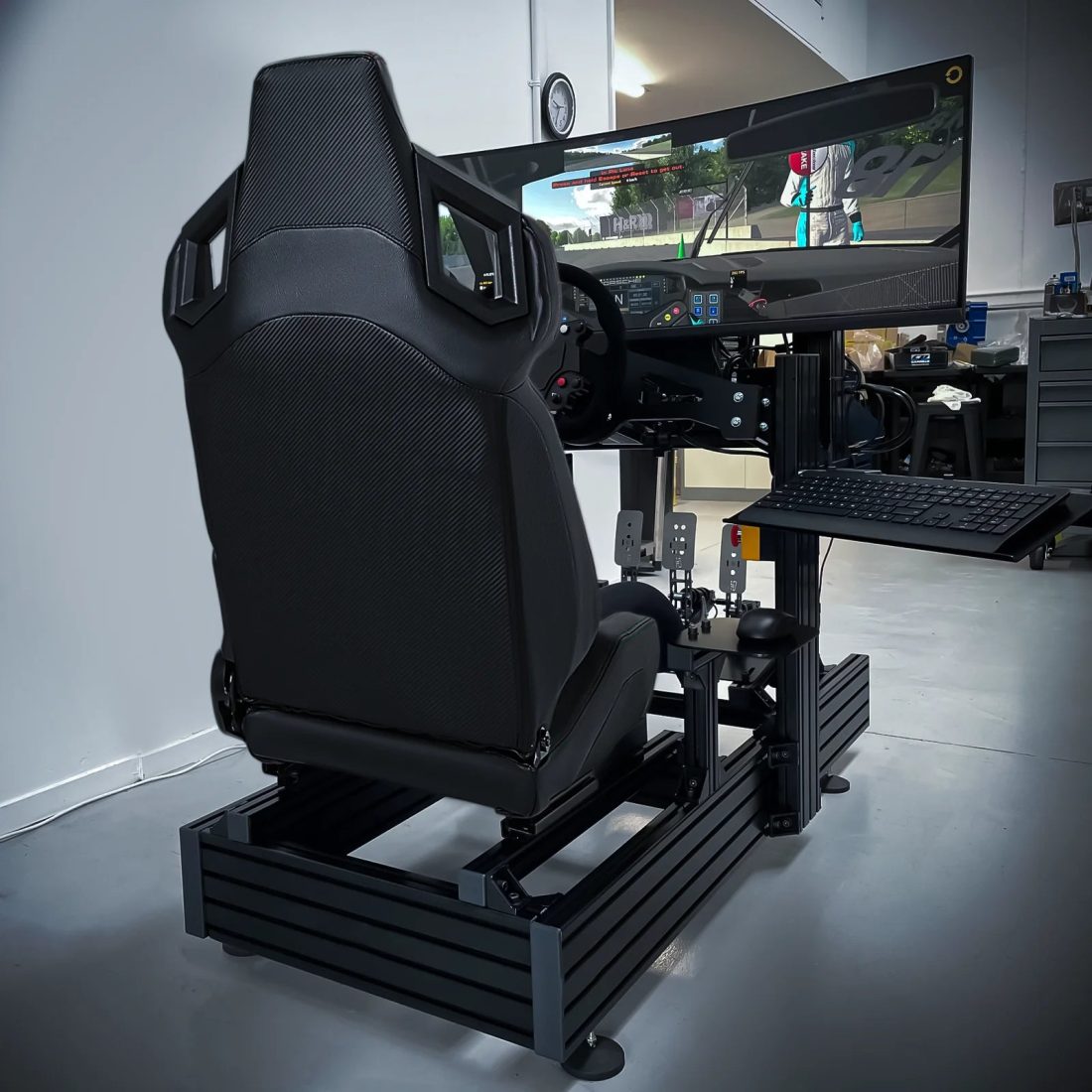 MoNiBloom Ergonomic Racing Seat, Racing Simulator Game Seat with Adjustable Slide, Leather Racing Seat for Racing Simulator Cockpit, Black - Image 4