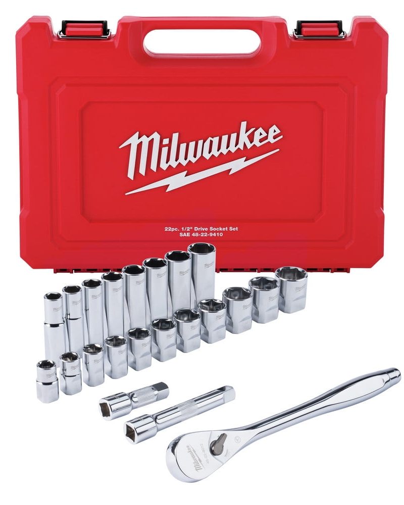 Milwaukee 48-22-9410 22-Piece SAE 1/2 in. Drive Ratchet and Socket Set