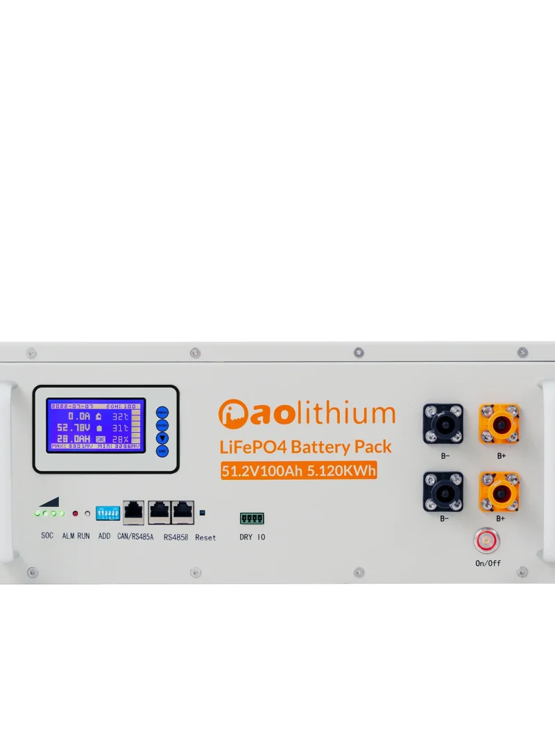 Aolithium 51.2v 100ah Server Rack Lithium LiFePO4 Battery 16S for Off Grid