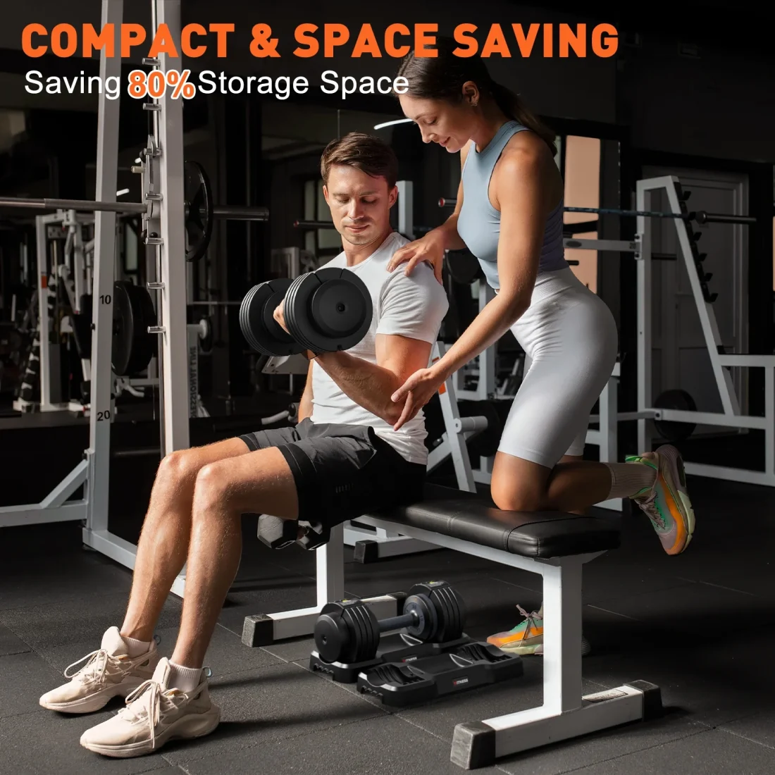 GIKPAL 110(55lb*2) 5 in 1 Adjustable Dumbbell 55LB set of 2 Adjustable Free Weights Plates - Image 4