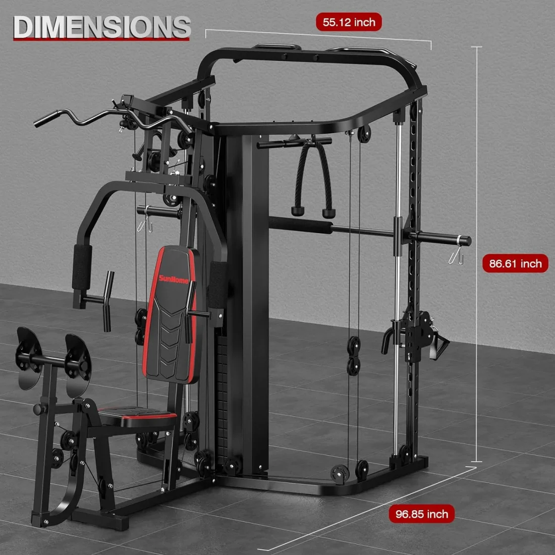 Sunhome Multifunction Home Gym System Smith Machine - Image 6