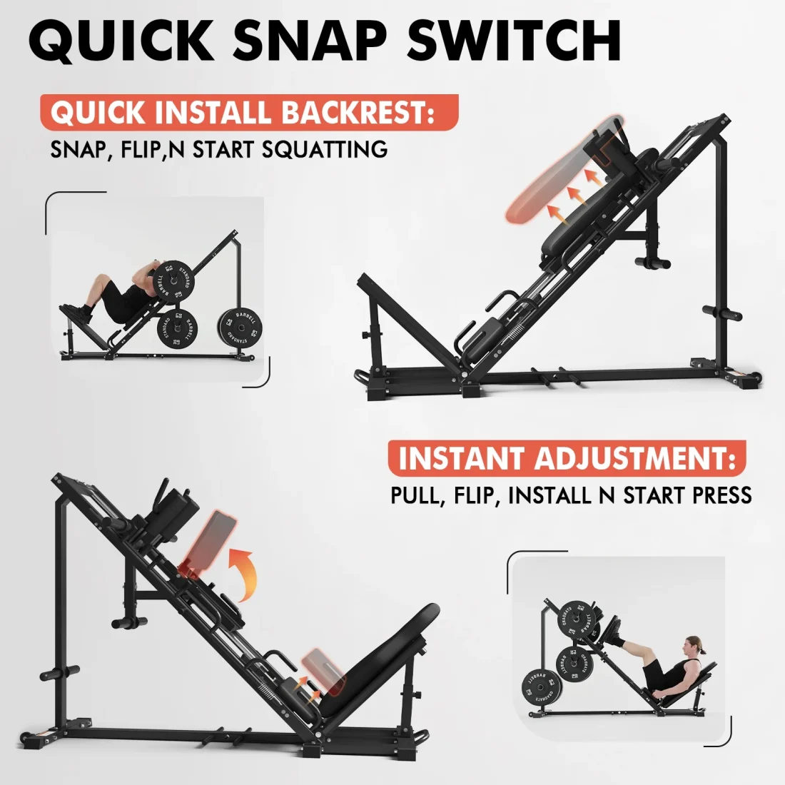 syedee Leg Press Hack Squat Machine, Leg Exercise Machine with Linear Bearing - Image 4