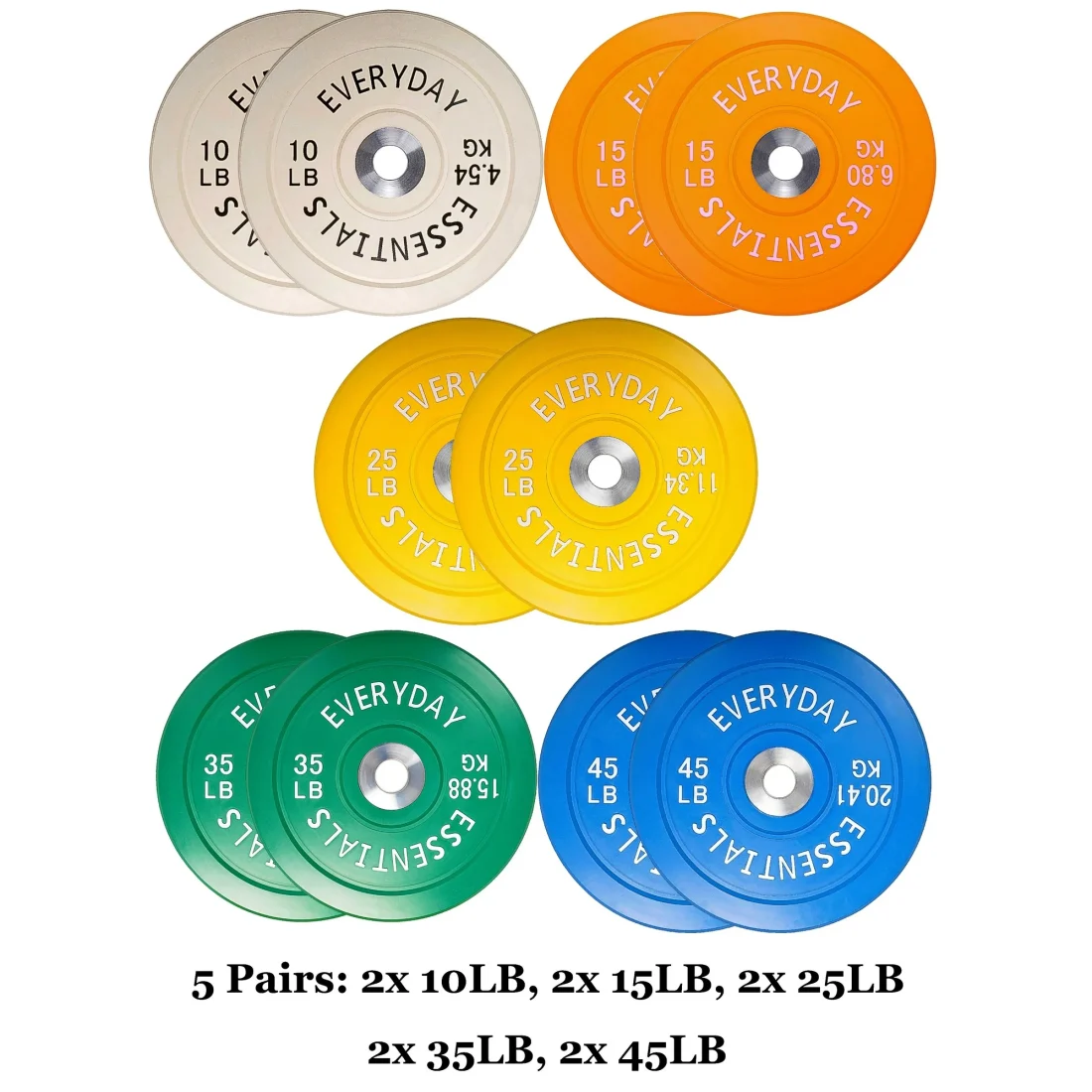 BalanceFrom Olympic Bumper Plate Weight Plate with Steel Hub, Color Coded, 260 lbs Set - Image 2