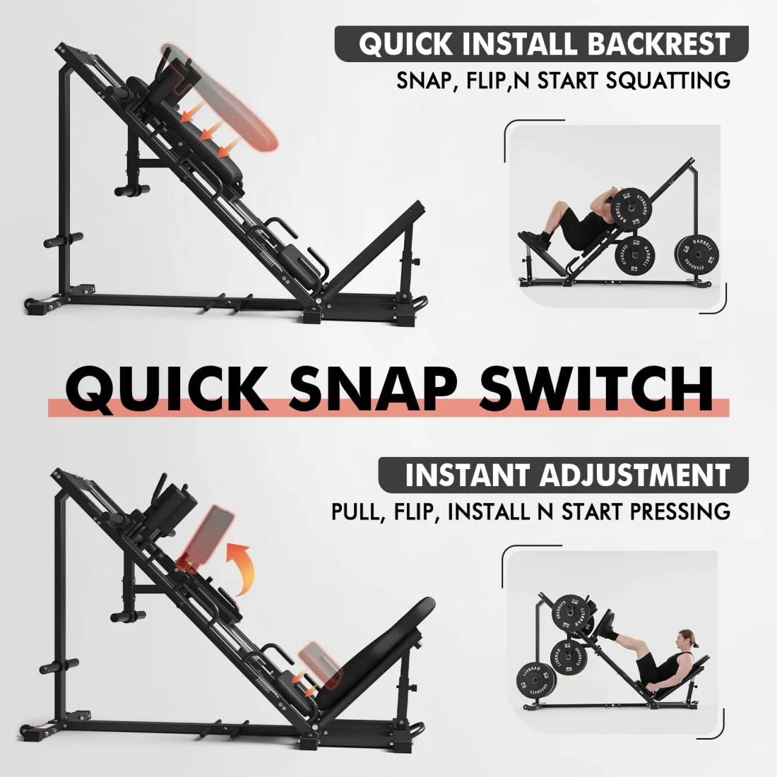 syedee Leg Press Hack Squat Machine, Leg Exercise Machine with Linear Bearing - Image 2