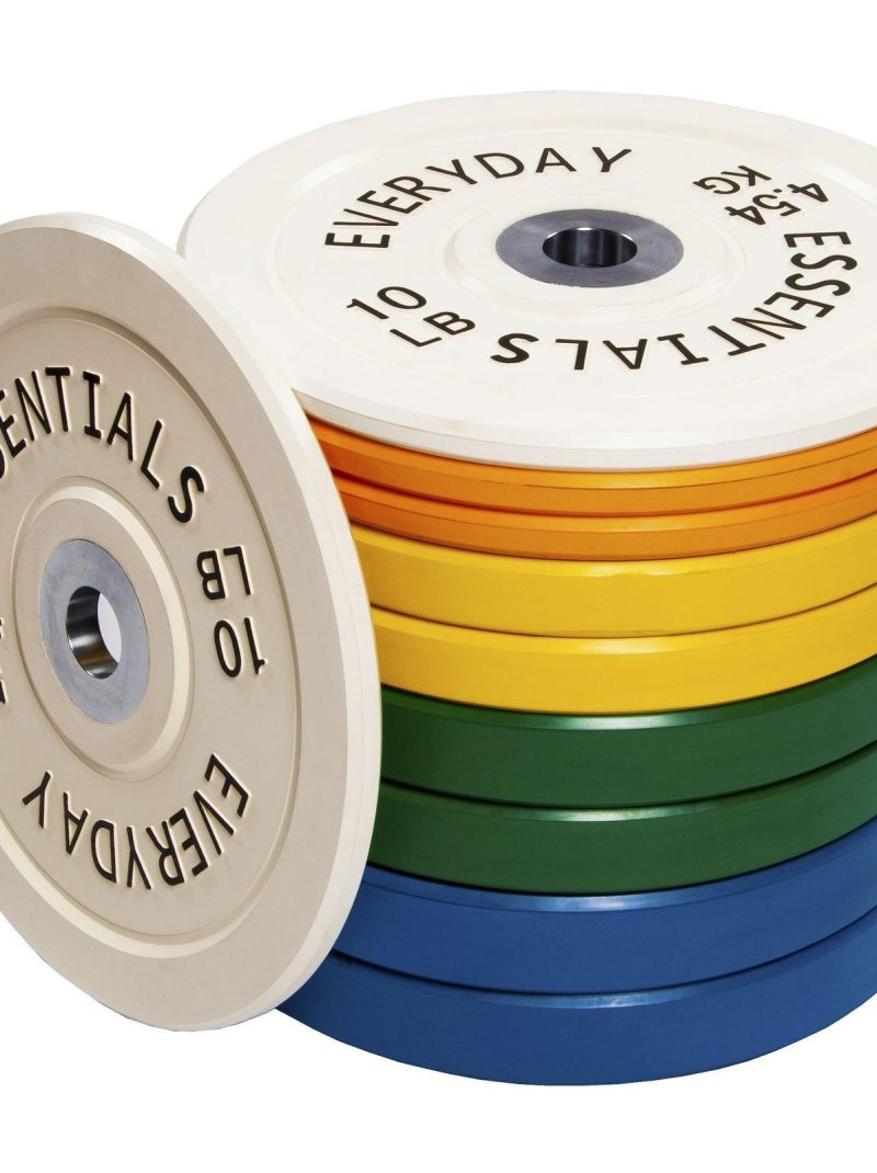 BalanceFrom Olympic Bumper Plate Weight Plate with Steel Hub, Color Coded, 260 lbs Set