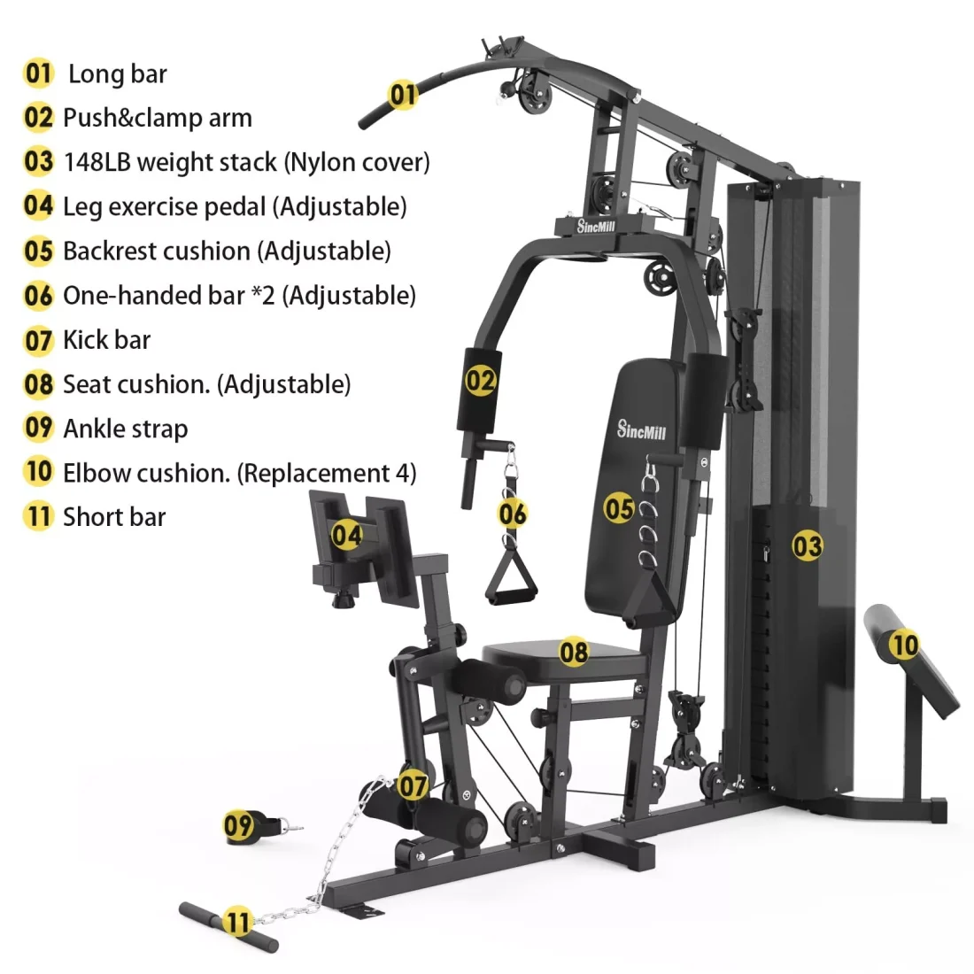 Full Body Home Gym System Exercise Equipment Weight Workout Station 148lbs - Image 5