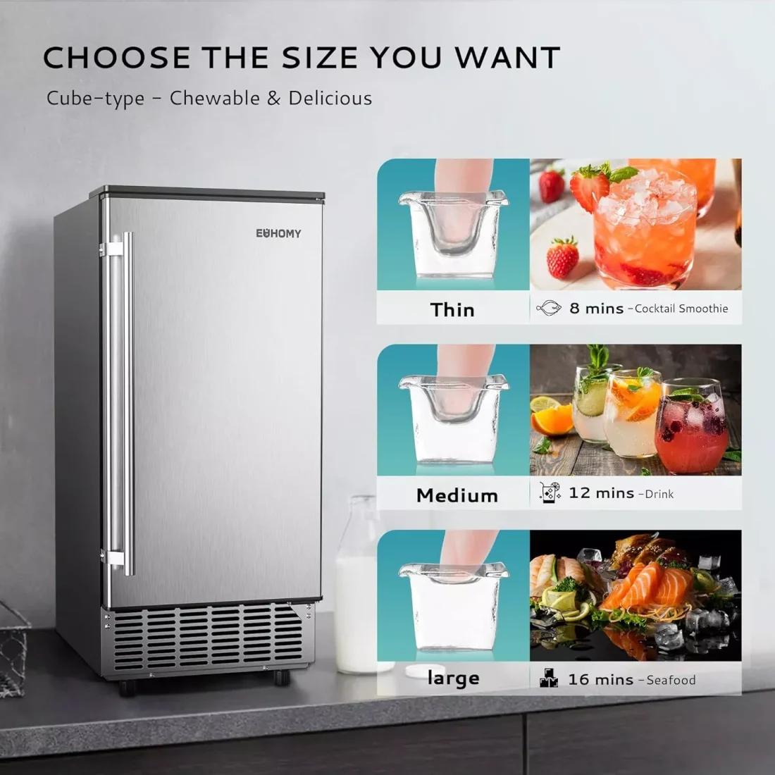 Built-In Commercial Ice Maker with Pump – High-Capacity 80 lbs/day, Auto Clean, LCD Control, Stainless Steel Ice Machine - Image 6