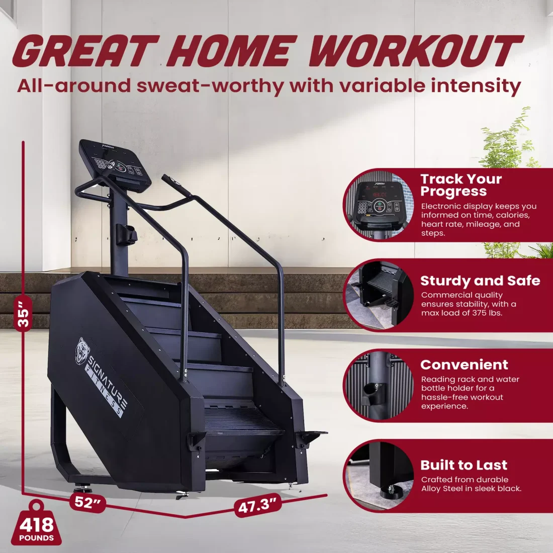 Signature Fitness Continuous Climber Gym Equipment Stair Stepper for Exercise - Image 8