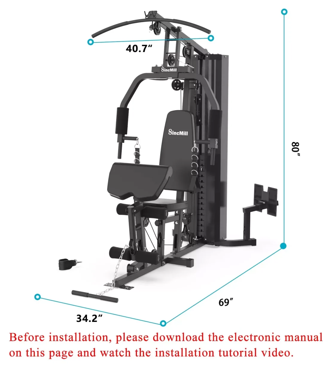 Full Body Home Gym System Exercise Equipment Weight Workout Station 148lbs - Image 3