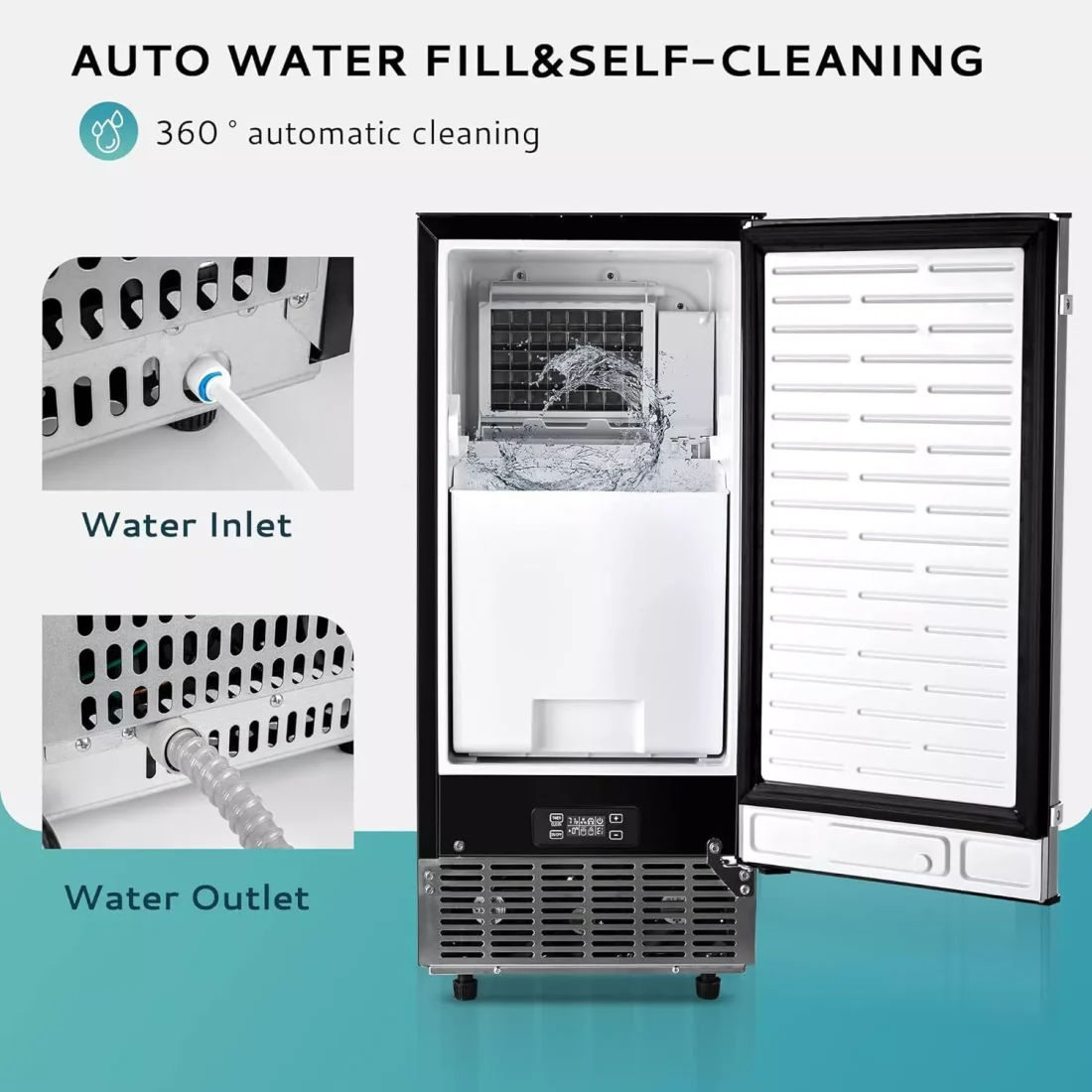 Built-In Commercial Ice Maker with Pump – High-Capacity 80 lbs/day, Auto Clean, LCD Control, Stainless Steel Ice Machine - Image 3