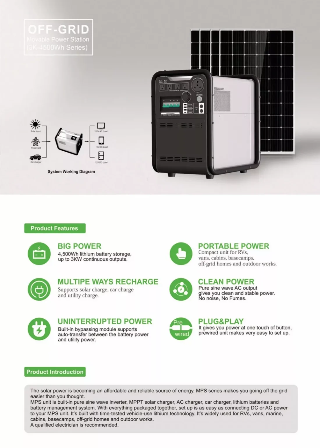Hysolis MPS 4500wH / 3000W Solar Generator Lithium Battery Power Station - Image 8