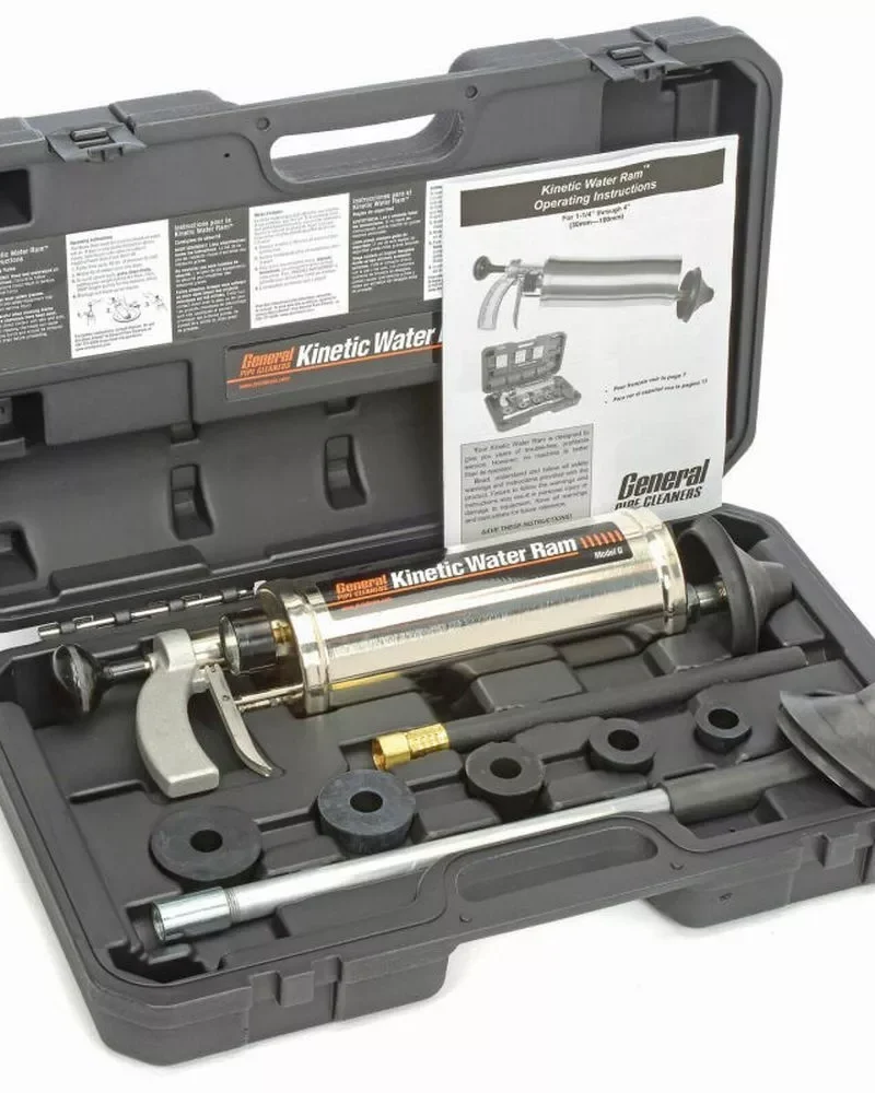 General Wire Kinetic Water Ram Drain Cleaner Standard Kit with Toilet Attachment